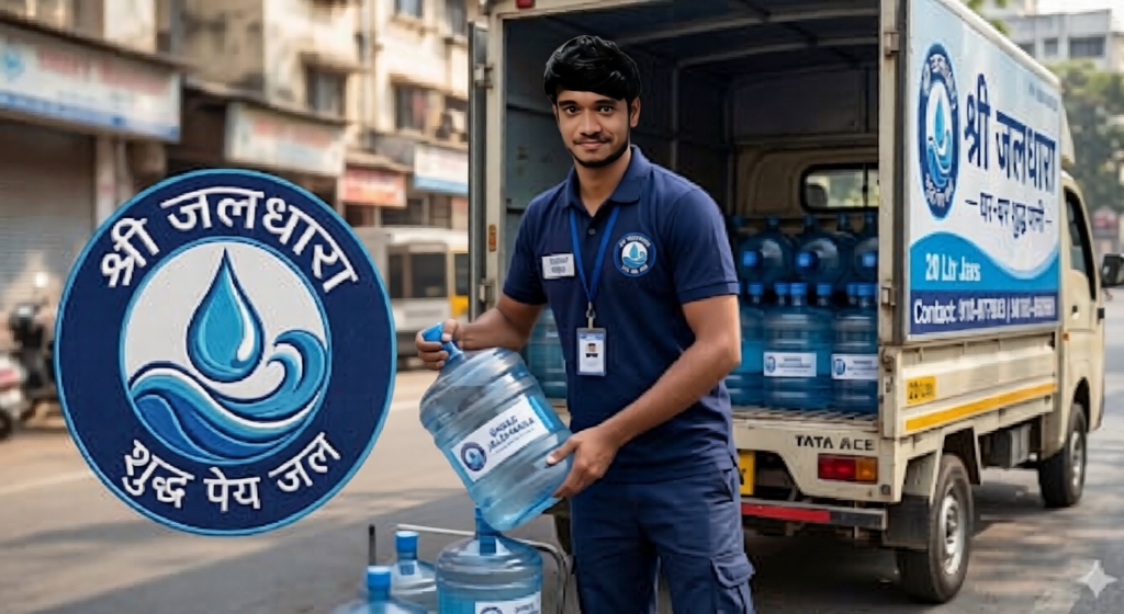 Shri Jal Dhara delivery truck Tata Ace dispatching jars Sanchi